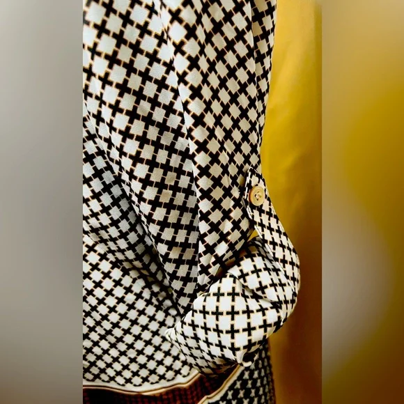 Ann Taylor Dress Brown Black White Geo Pattern Women’s Size XS - Picture 3 of 5